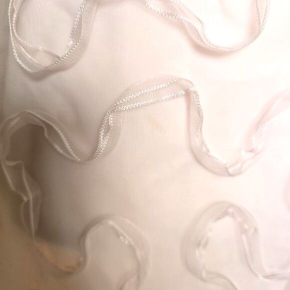 VTG 80s Pink Floral Ribbon Overlay Gown Rosette Waist Formal Dress Coquette Hoco - Picture 8 of 9